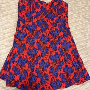 Floral Red and Blue Kids Dress